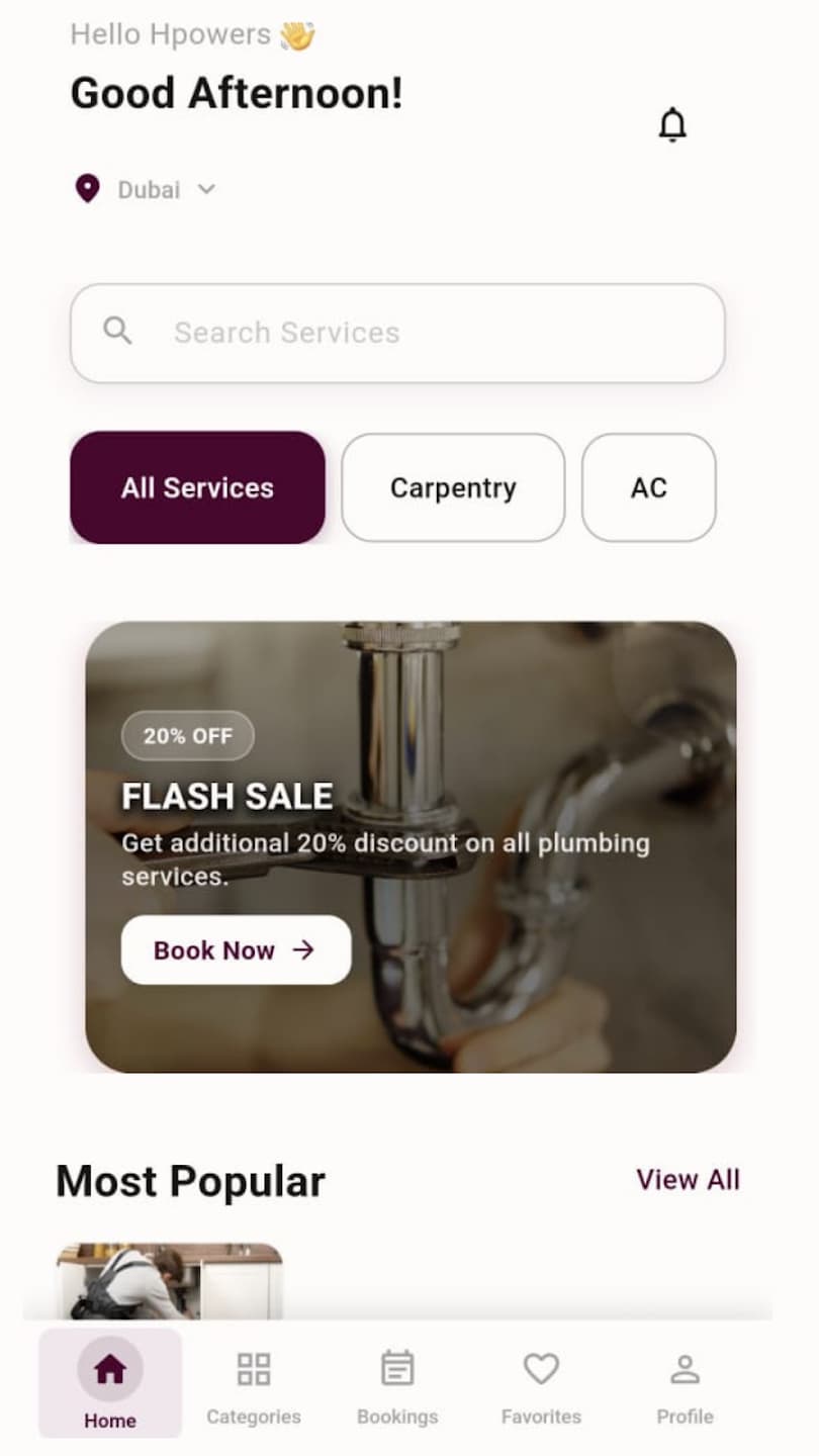 HPower mobile app — iOS and Android home services app